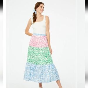 Roller Rabbit Pink, Green, and Blue Maxi Skirt
